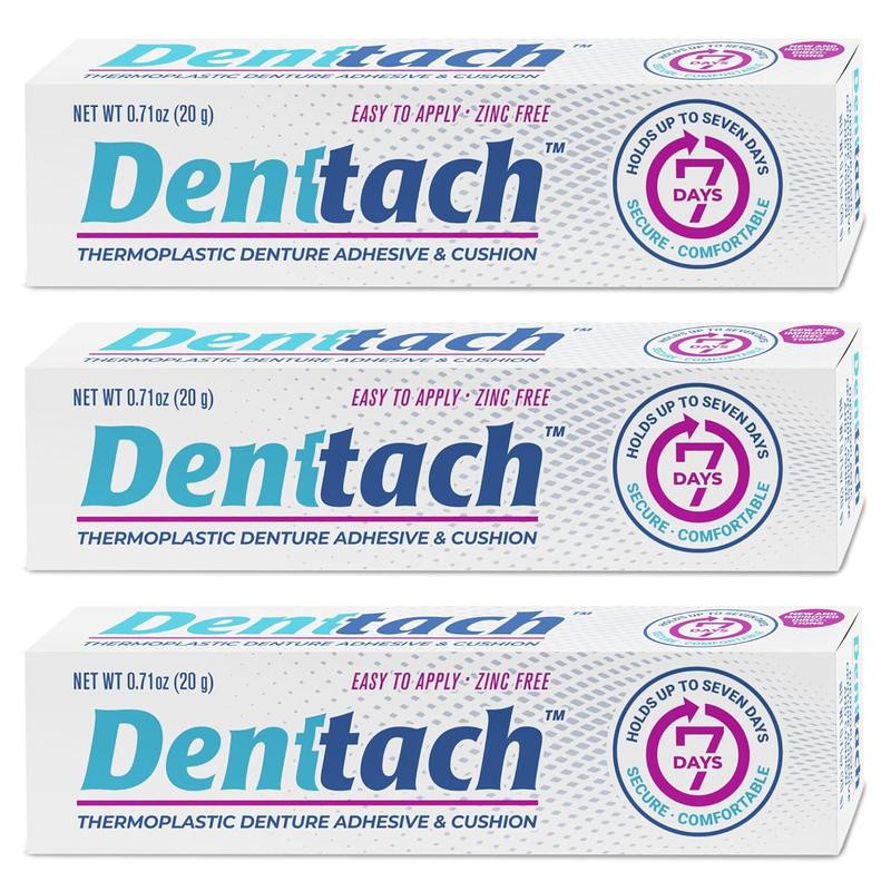 Denture Adhesive, Thermoplastic Denture Adhesive, Cushion and Reliner, Comfortable, Secure Denture Grip for Up to 7 Days, Non Glue, Zinc Free, Long Holding Denture Reliner (Pack of 3)