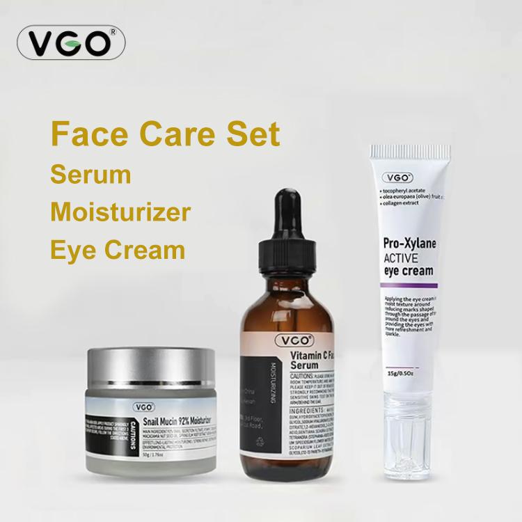 VGO Vitamin C Serum, Moisturizer,and Eye Cream Set -A Comfort Skin Repair-B set Cleanser Moisture Gentle Skincare Acne Daily