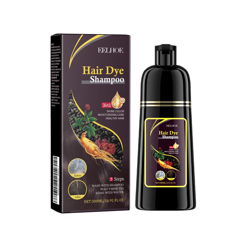 EELHOE brown Hair Dye Shampoo 3 in 1 for Women & Men 100% Gray Hair Coverage - Herbal Ingredients -Champu Con Tinte Para Canas Haircare Bowl Color Ginseng