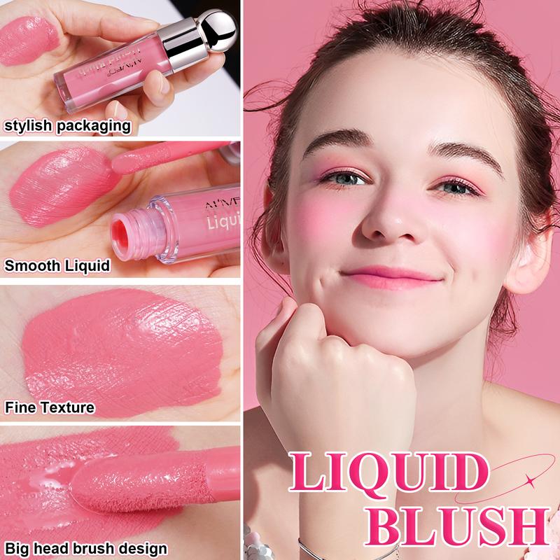 ALIVER 5 Pcs Long-lasting Smooth Cream Liquid Cheek Blusher, Lightweight, Matte and Moisturizing Face Cream Blush Makeup,Smudge-proof Natural Look Blush Stick, Lightweight Soft Color Shadow for All Skins, Facial Cosmetic Tools, Daily Cosmetic