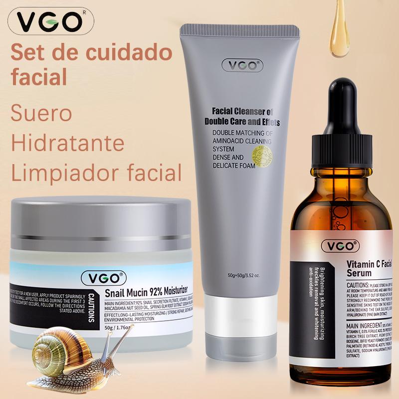 VGO-Vitamin C Serum, Moisturizer, and Facial Cleanser Set Cleansing Moisturizing Suitable for sensitive skin-Live Skincare Radiance-A