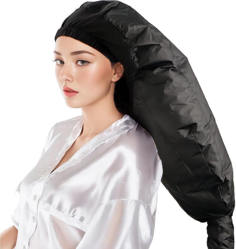 Hair Dryer Attachment Long Bonnet Hood Dryer with Headband, Reduces Heat Around Ears and , Use for Hair Styling, Hair Drying, Curling and Deep Conditioning, Black