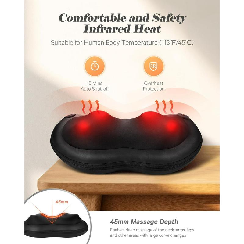 Naipo Shiatsu Neck Back Massager with Heat, Electric Massager Deep Tissue Kneading Massage to Relief Shoulder Muscles, Gift for Mom Dad Women Men in Home Office and Car