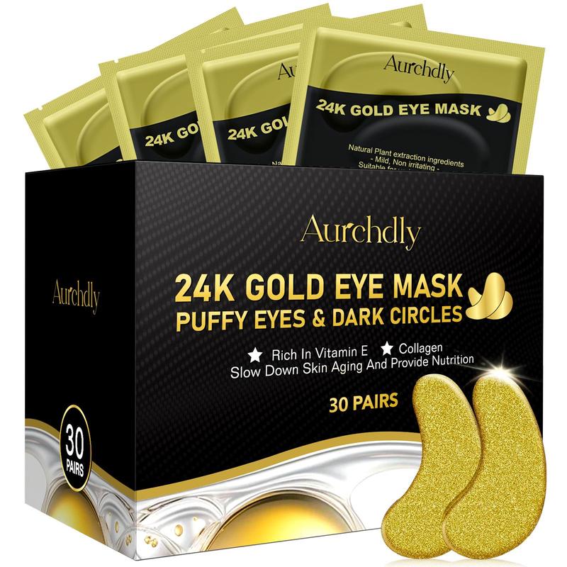 24k Gold Eye Mask, 15 30 Pairs Deeply Moisturizing Eye Masks, Hydrating Eye Care Mask, Eye Skin Care Product for Men & Women