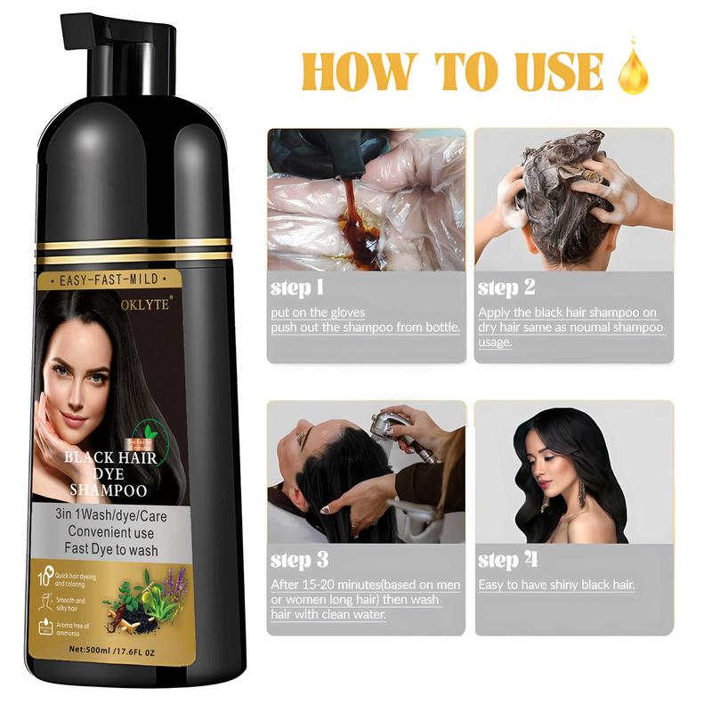 OKLYTE Hair Dye Shampoo - Semi-Permanent Gray Coverage - Up to 30 Days Lasting Results