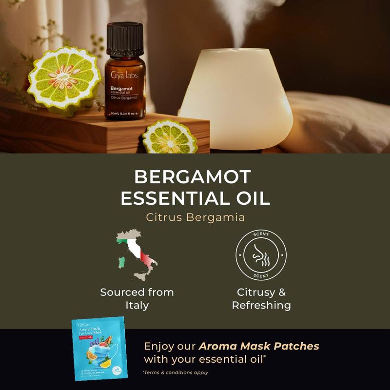 Gya Labs Bergamot Oil for Skin & Hair - (0.34 fl oz) Bergamot Essential Oil for Diffuser & Candle Making