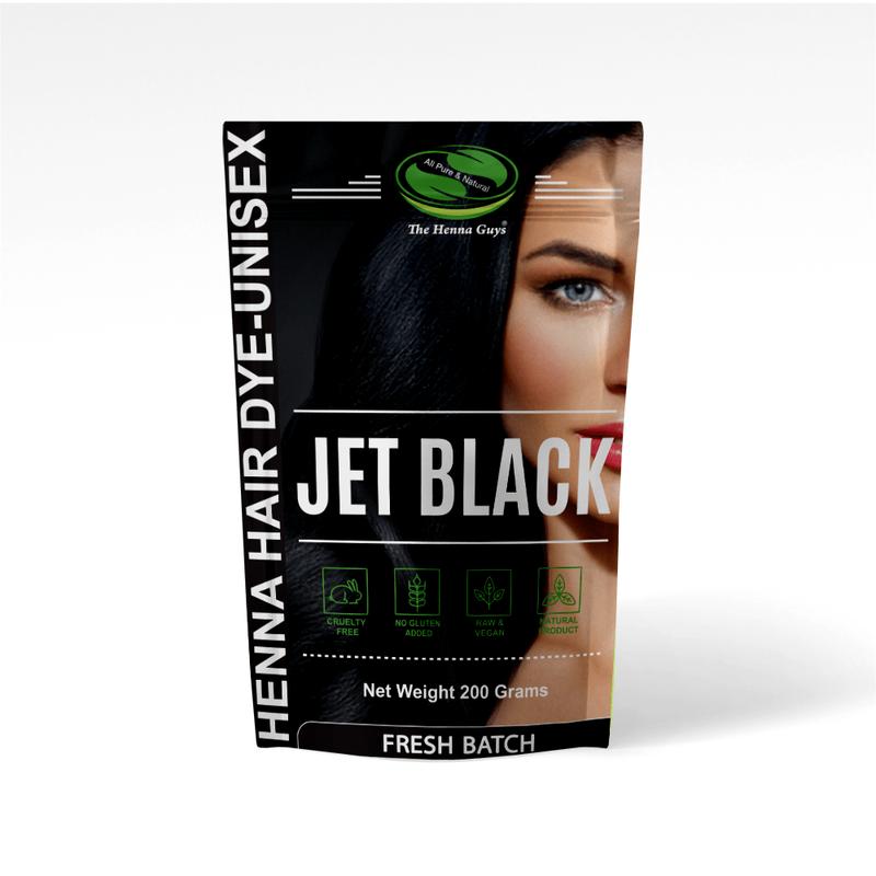 Jet Black Henna Hair Color Dye 200 Grams (2 Step Process) - The Henna Guys Hair Dye Haircare