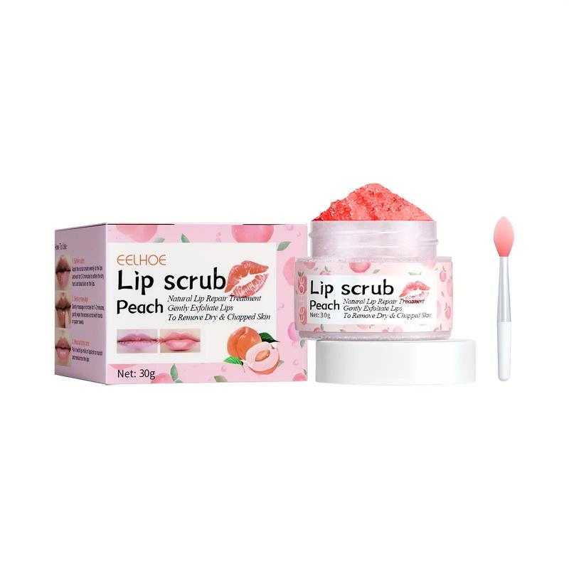 Peach Lip Scrub with Brush, Exfoliating Lip Scrub, Reducing the Look of Lip Lines, Lip Care Product for Women & Girls, Skincare Products