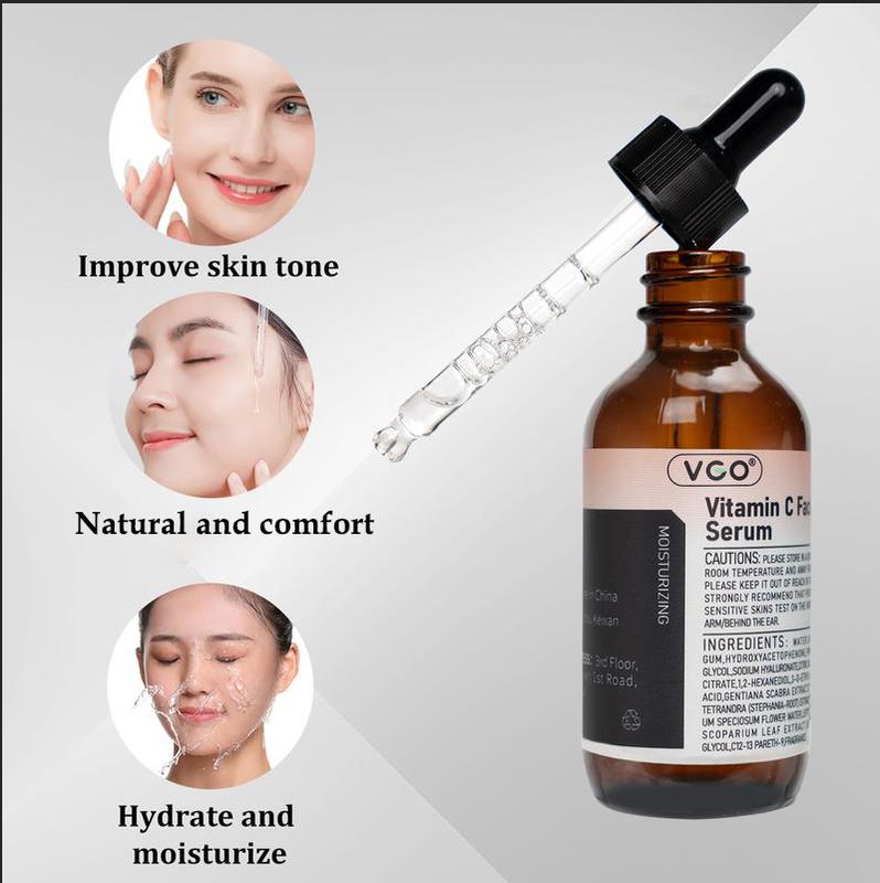 VGO Vitamin C Facial Serum Essence,30ml 60ml Skincare Cleanser-B3 Skin care cream Cleanser Daily Gentle Facial Wash Cleansing Comfort For Skin And  Snail Mucin 92% Moisturizer Moisture Moisturizing Hyaluronic Hydrating Hydrate and moisturize