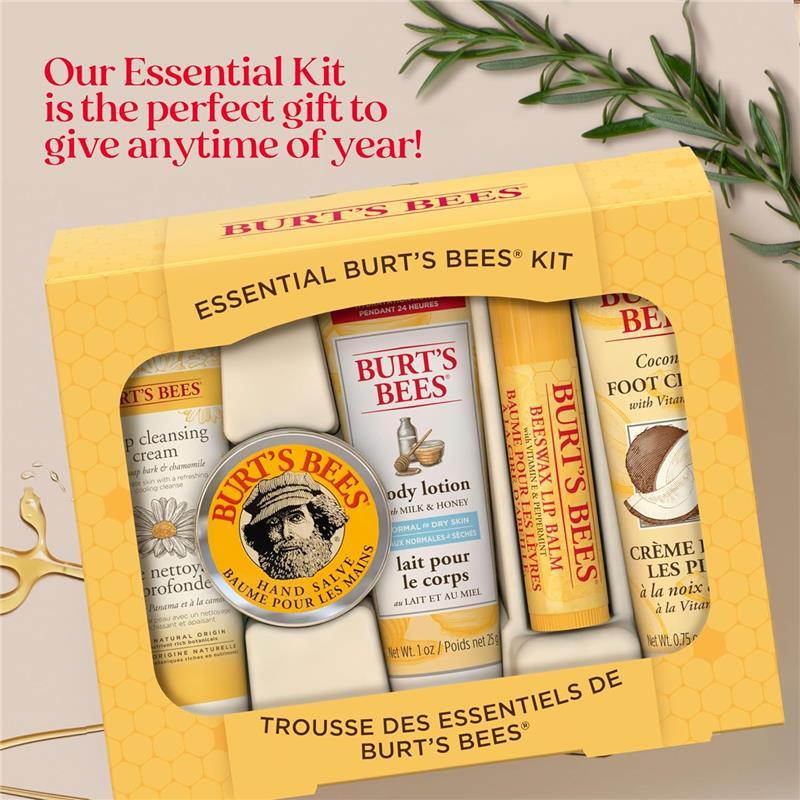 Burt's Bees Christmas Gifts, 5 Stocking Stuffers Products, Everyday Body Care Set - Original Honey Lip Balm, Deep Cleansing Cream for Skin Care