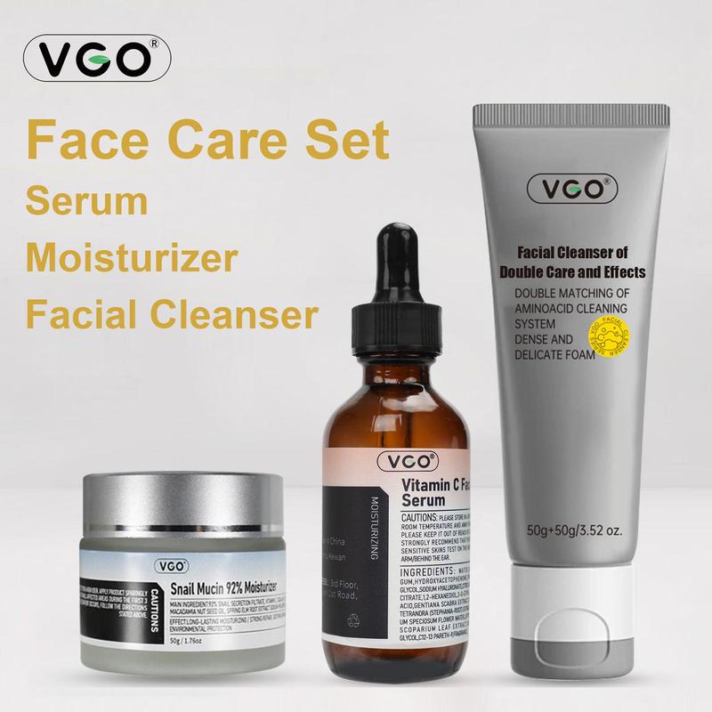 VGO-Vitamin C Serum, Moisturizer, and Facial Cleanser Set Cleansing Moisturizing Suitable for sensitive skin-Live Skincare Radiance-A OY