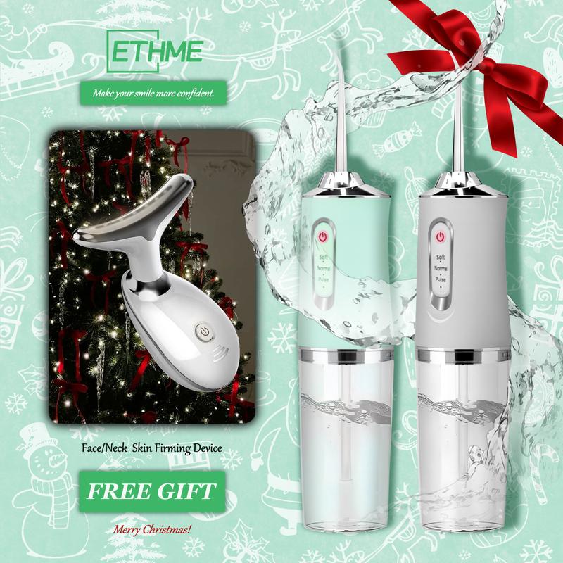 Christmas Free Gift Rechargeable Water Flosser, 1 Box Portable Oral Irrigator with 4 Counts Nozzles, Waterproof Teeth Cleaner, Electric Teeth Cleaner, Dental Oral Irrigator for Home&Travel, Christmas Gift