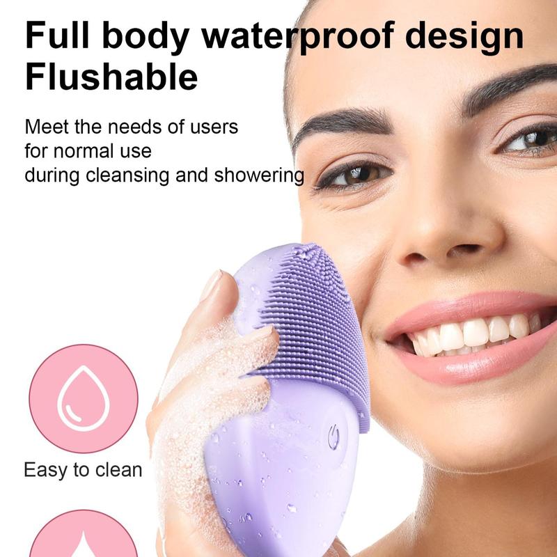 Silicone Ultrasonic Facial Cleansing Brush, Vibration Electric Face Cleanser, Deep Pores Blackhead Cleaning Washing Skin Massager