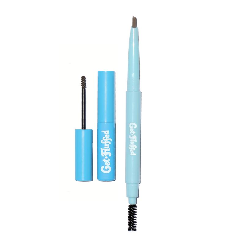 Half Caked Makeup Get-Fluffed Brow Kit - Clear or Tinted Eyebrow Gel and Definer Pencil - Natural, Long-Lasting Color browtool