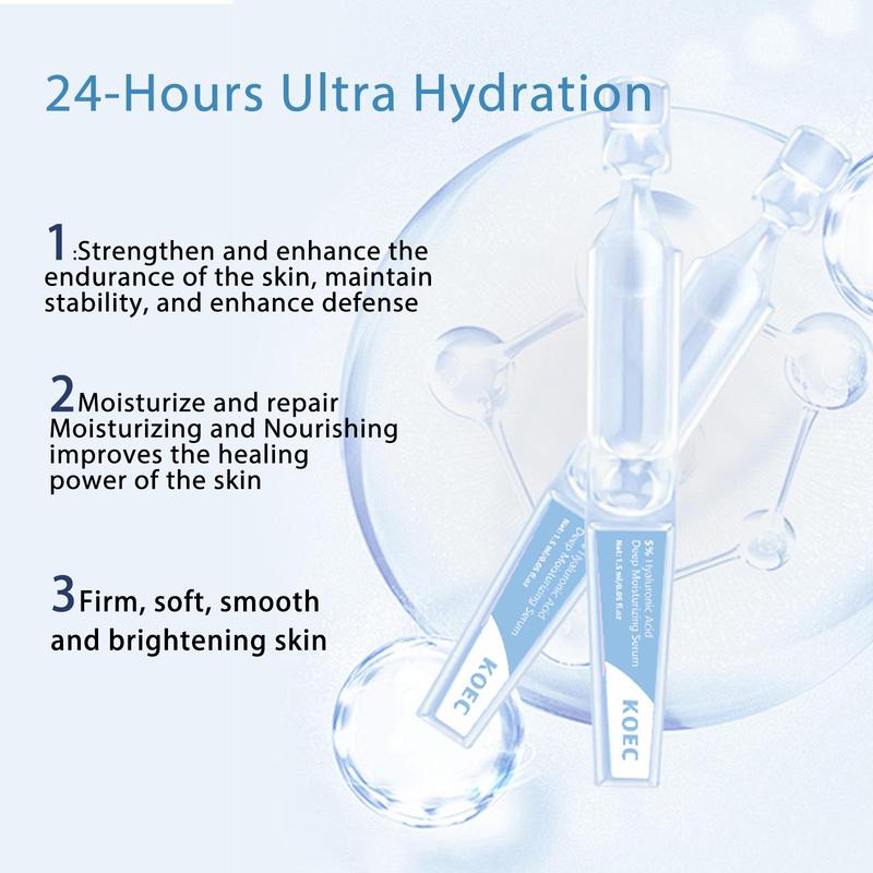 Hyaluronic Acid Serum for Face, 5% Hyaluronic Acid Glass Skin Single-use Skin Care Comfort Serum, Moisturizing Skin Care Products for Women & Men