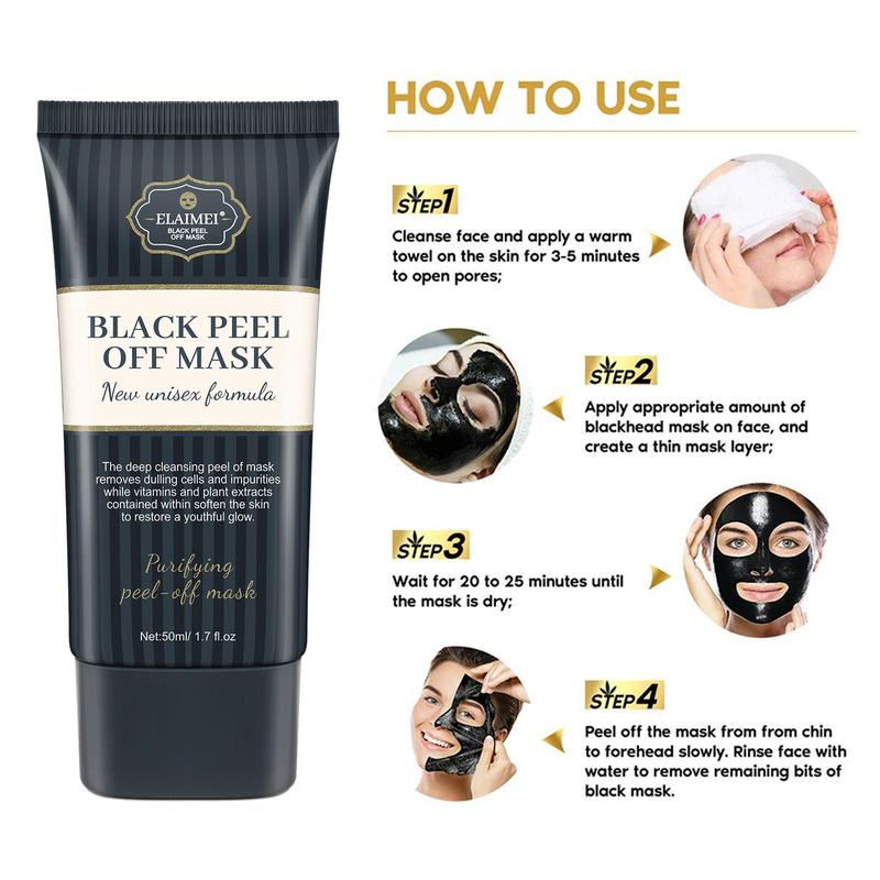 Black Peel Off Mask, 1 2 Counts Deep Cleansing Facial Mask, Moisturizing Facial Mask for All Skin Types, Facial Care Product for Women & Men