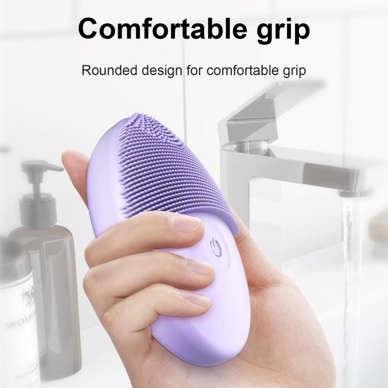 Silicone Ultrasonic Facial Cleansing Brush, Vibration Electric Face Cleanser, Deep Pores Blackhead Cleaning Washing Skin Massager