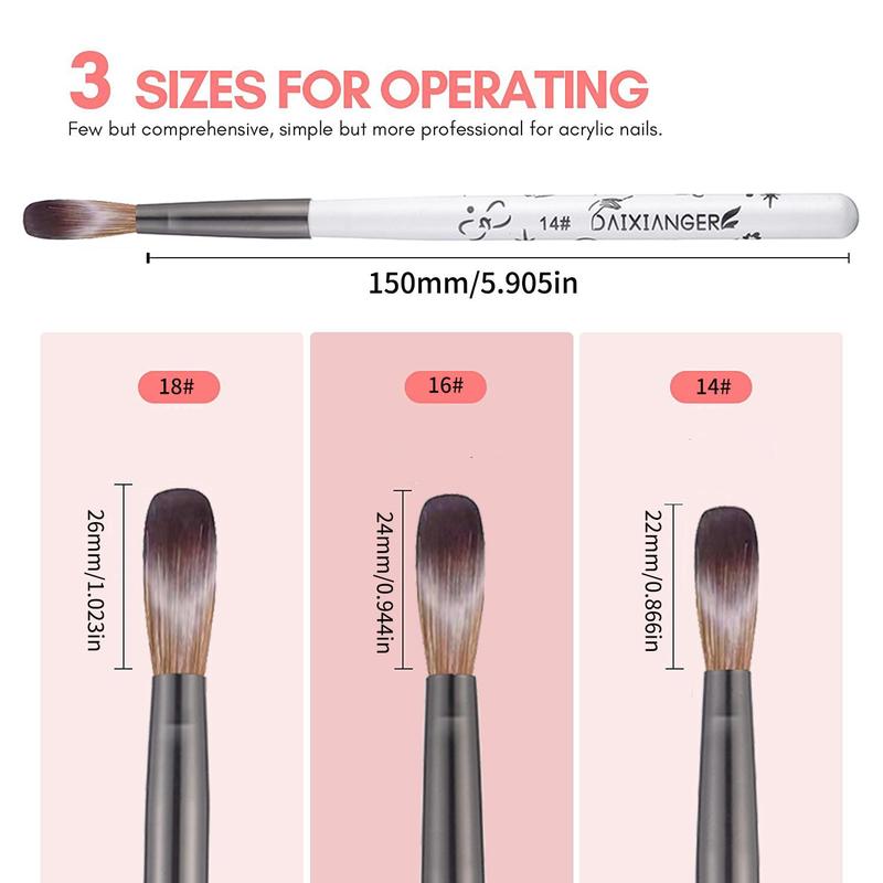 Professional Nail Art Brush Set, 3 Counts set Nail Art Brushes with Storage Box, Manicure Tool for Women & Girls, Nail Art Tool