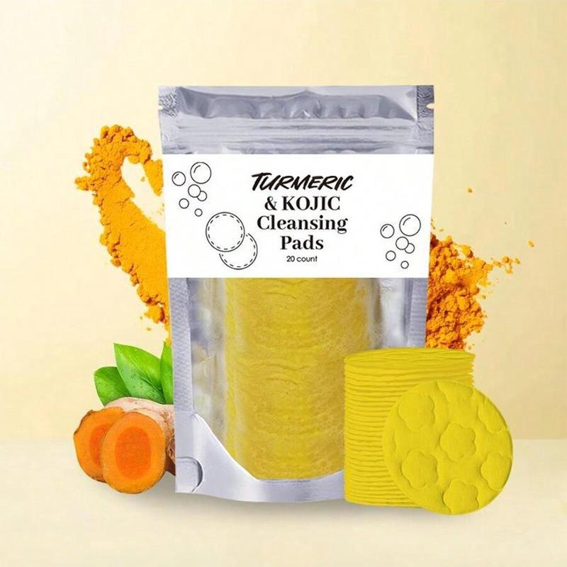 Turmeric Cleansing Pad & Facial Cleanser & Facial Soap, 3 Counts set Exfoliating Cleansing Facial Skincare Kit, Facial Skin Care Product for Women & Men, Christmas Gift