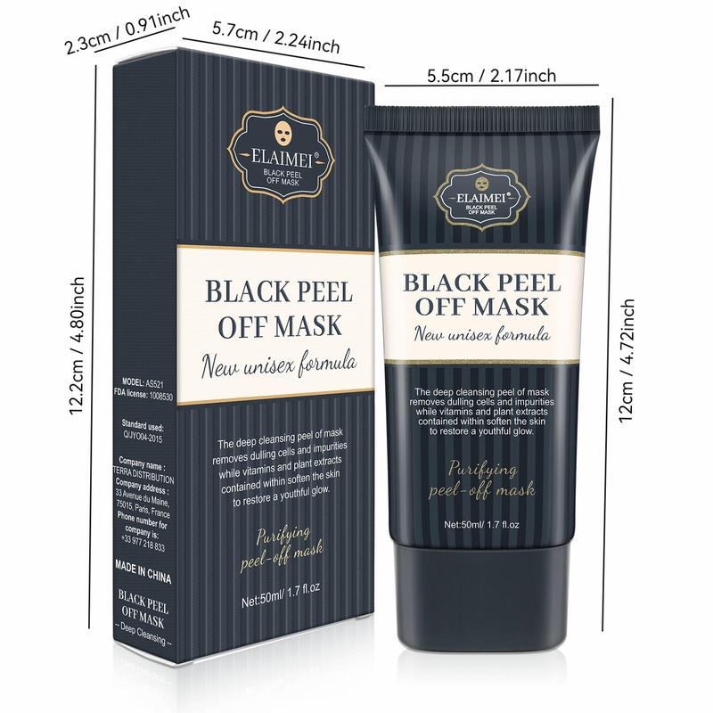 Black Peel Off Mask, 1 2 Counts Deep Cleansing Facial Mask, Moisturizing Facial Mask for All Skin Types, Facial Care Product for Women & Men