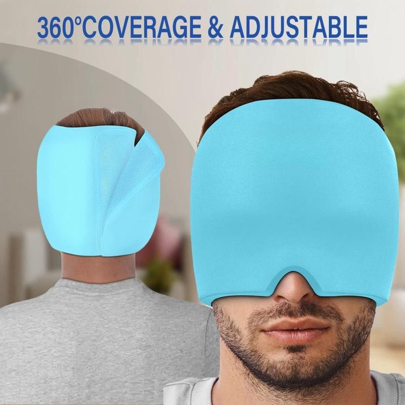 Ice Pack Headache Cap, Adjustable Facial Cold Compress Cooling Gel Head Wrap, Soothing Headache Cap for Tension, Stress and Hangover Relief