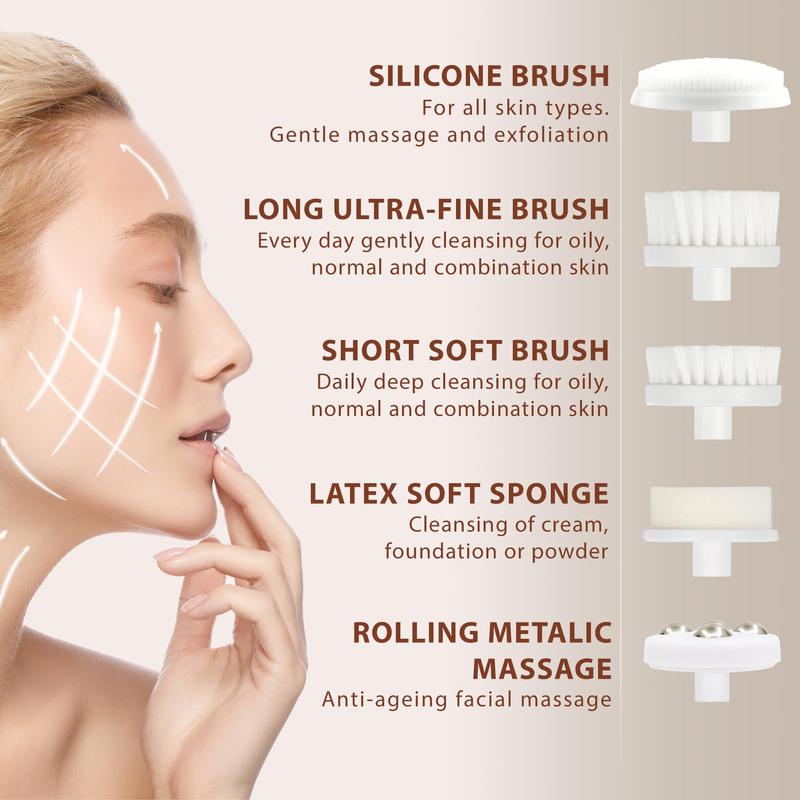 Facial Cleansing Brush | Facial Scrub Exfoliator Skin Care Beauty Product Electric Face Wash Exfoliator Skin Care Women Rotating Cleansing Tool Cleansing Scrub Cleanser Self Care (Agate)