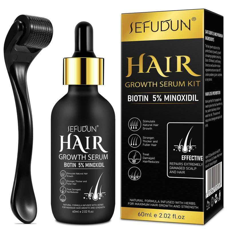 Sefudun 5% Minoxidil for Men and Women kit -Topical Serum for Scalp Hair Care or Longer Hair Care