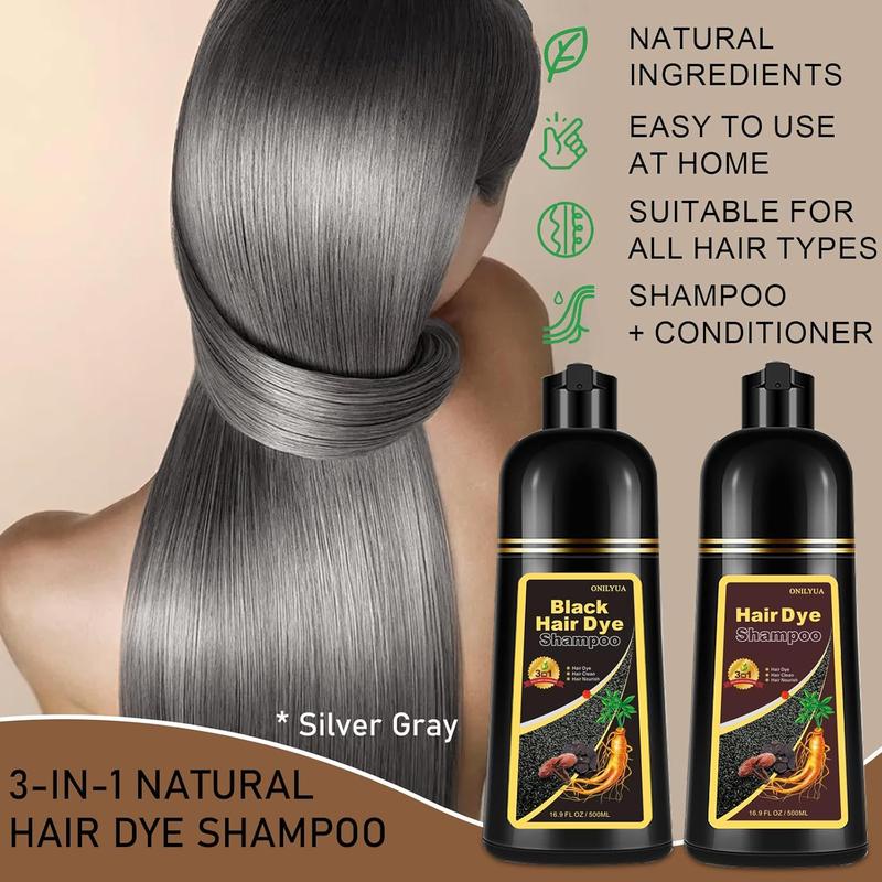 Three in One Hair Dye Shampoo for Men and Women Easy Application 100 Percent Coverage for Silver Grey Hair Herbal Extracts Suitable for All Hair Types Haircare Conditioner Ideal for Christmas 2024 Ornament shampoo  3