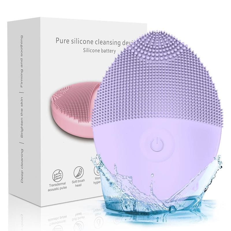 Silicone Ultrasonic Facial Cleansing Brush, Vibration Electric Face Cleanser, Deep Pores Blackhead Cleaning Washing Skin Massager