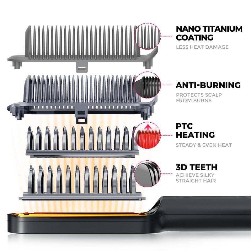 TYMO Ring Plus Ionic Hair Straightener Brush & TYMO CurlPro & Hair Oil - Compacted Wave Curling Iron for Easy Comfort Styling hair