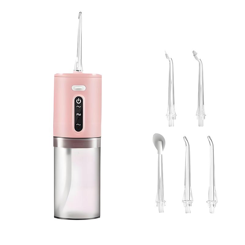 Portable Cordless Water Dental Flosser, 3 Modes 5 Jet Tips, Cherry Pink