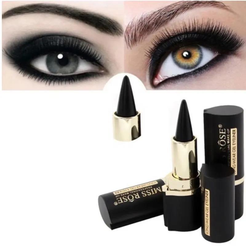 Natural Black Eyeliner cream WaterproofLong-lasting Quick Dry Eye Liner Pen MakeupTools Eyeliner Pencil Cosmetics Lipliner Brush Daily