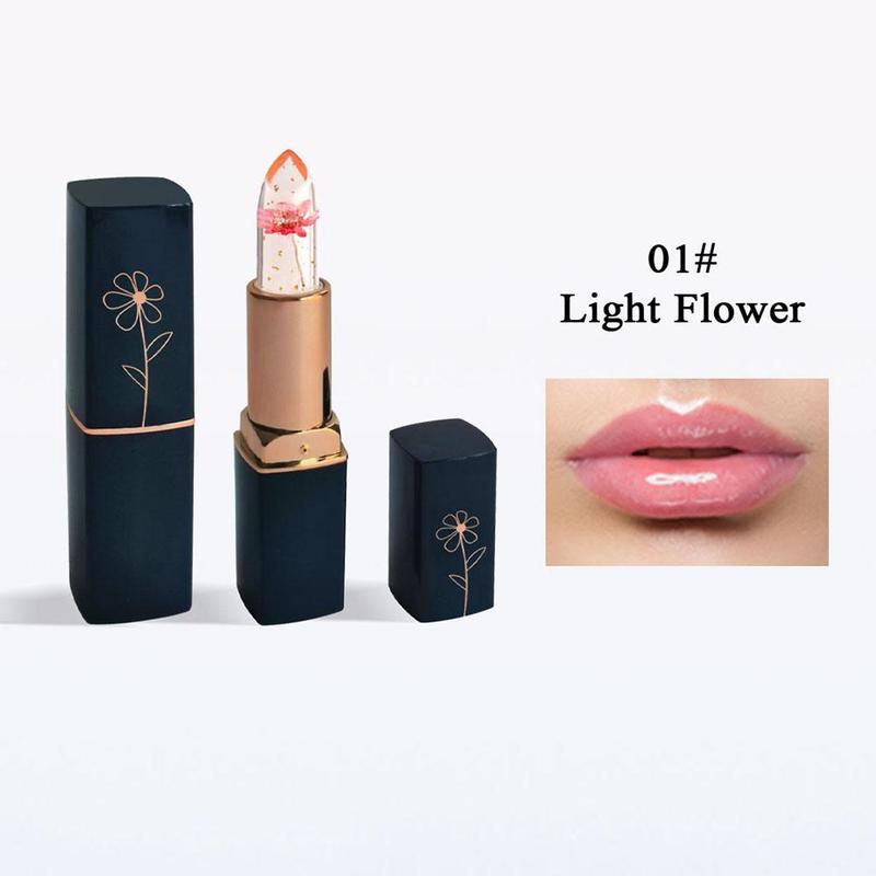 Clear Gold Leaf Flower Jelly Lipstick, Long Lasting Moisturizing Lip Balm, Summer Fridays Lip Balm, Color-changing Jelly Lip Gloss, Lip Care Product