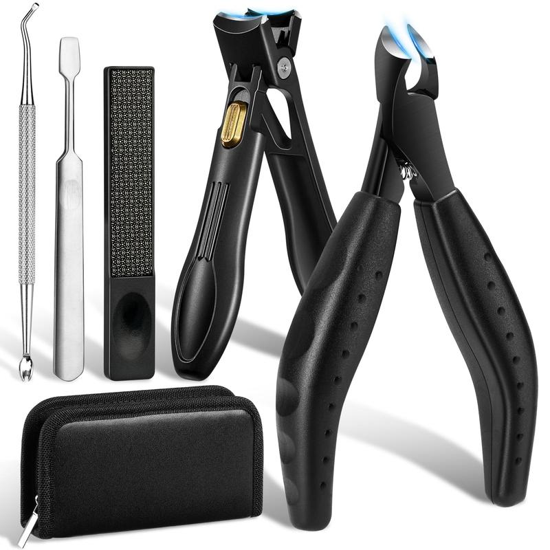 Toenail Clippers for Thick & Ingrown Nails, Professional Nail Clipper Set with Pedicure Tool, Super Sharp Fingernail Cutter with Catcher, Toe Nail Clippers Kit for Seniors, Men & Women