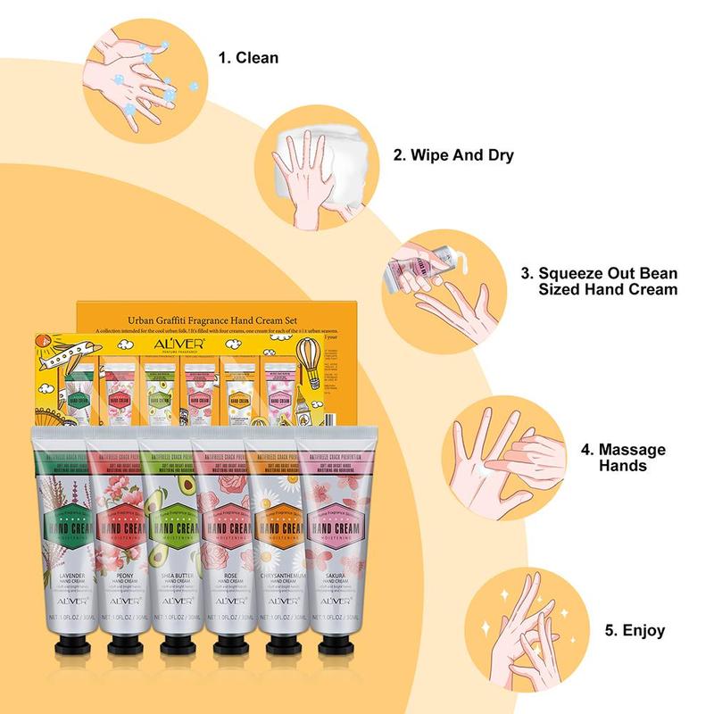 Moisturizing Hand Cream Set, 6 Counts box Refreshing & Non-greasy Hand Lotion, Hand Care Product for Women & Men Daily Use