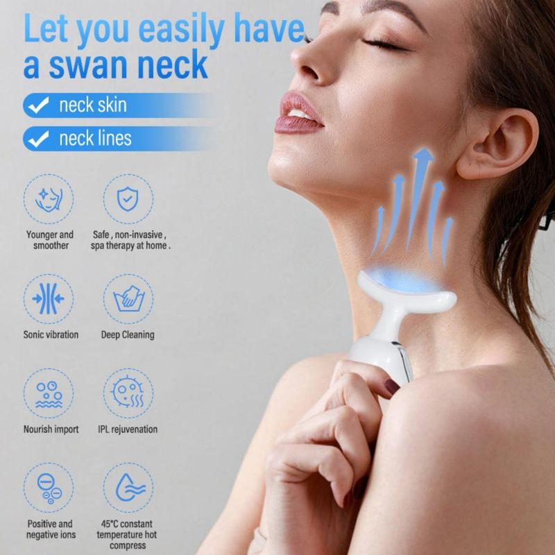 Neck Massager, 1 Count 7 Color Light Neck Lifting & Firming Beauty Instrument, Multifunctional Neck Massage Tool for Women