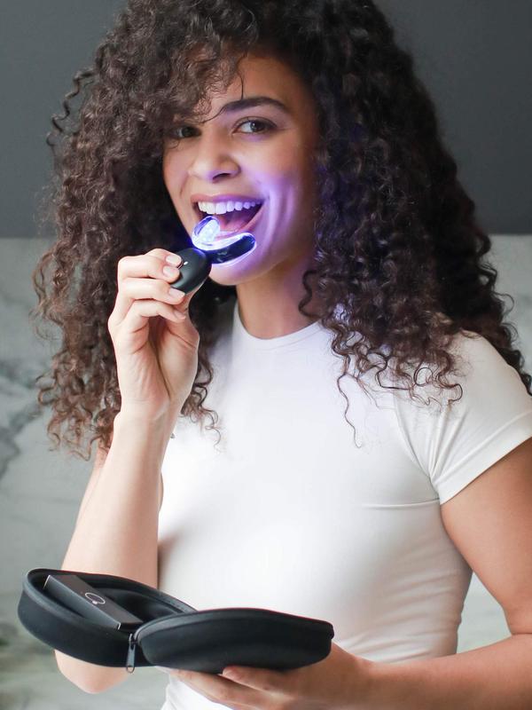 MOON Teeth Whitening Kit with LED Light, Wireless, 5 Minute Treatment, Gentle on Sensitive Teeth, Helps Remove Stains, Dissolvable Strips, Travel Case, Daily Oral Care, Peroxide, Tooth Whitening