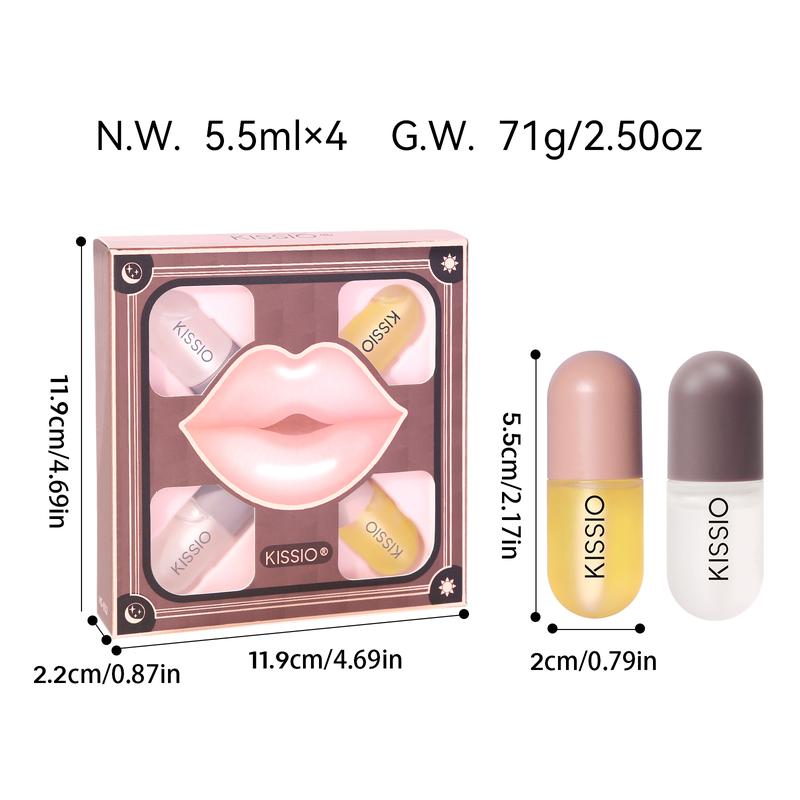 KISSIO Lip Plumper Set,Refer to reviews before purchasing,the effect varies from person to person. If you don't meet your expectations, please seek help from customer service. Very Small Package, Easy to Carry,Natural Lip Care,Day and Night use(4PCS)