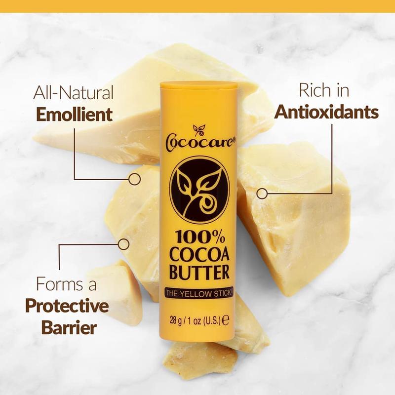 100% Cocoa Butter Stick - All-Natural Cocoa Butter Emollient for Ultimate Skin Hydration & Protection - The Yellow Stick - (2 Pack)