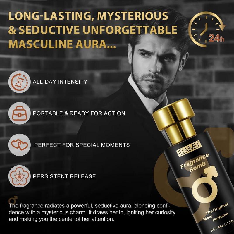 Men's Pheromone Fragrance, Long-lasting Natural Perfume for Men, Charming and Confident Perfume Bomb for Daily Use, Perfume for Men, Cologne for Men