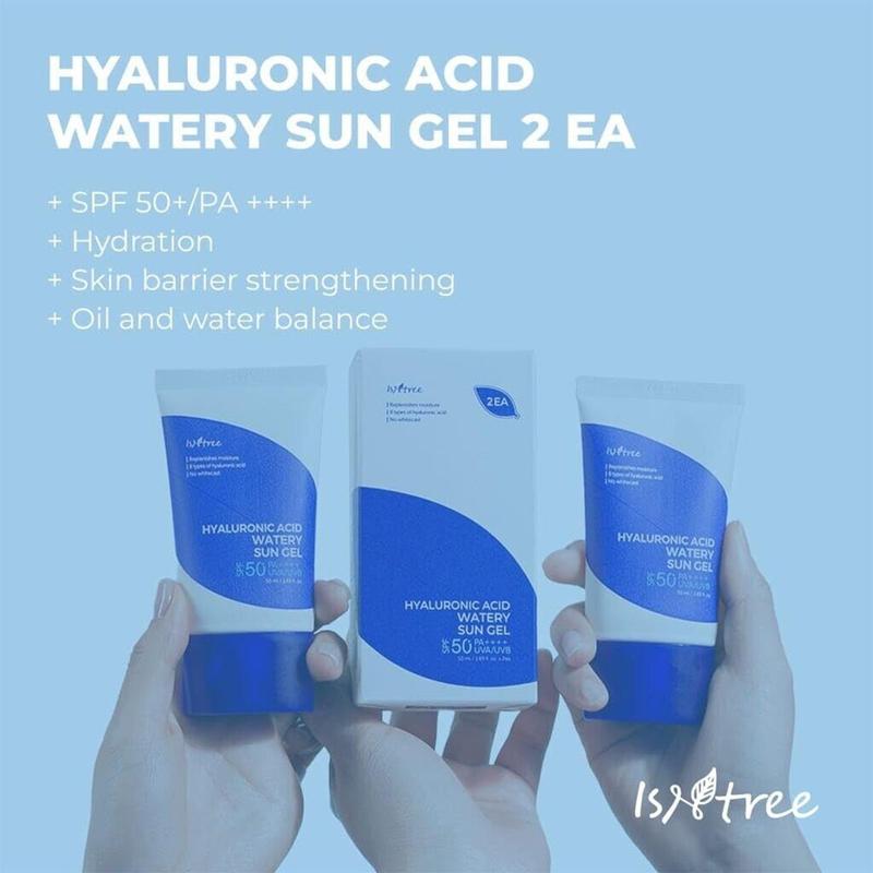 Isntree Hyaluronic Acid Watery Sun Gel, SPF50 PA++++ UVA UVB 50ml 1.69 fl.oz. x 2ea Facial Hydrating Lightweight Moisture Skincare Sunscreen