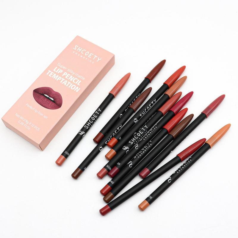 Waterproof Long Lasting Lip Liner Pencil, 12pcs Matte Lip Liner Set, Natural Lip Color Tinted Lip Liner Pen, Girls and Women Makeup Accessories for All Occasions