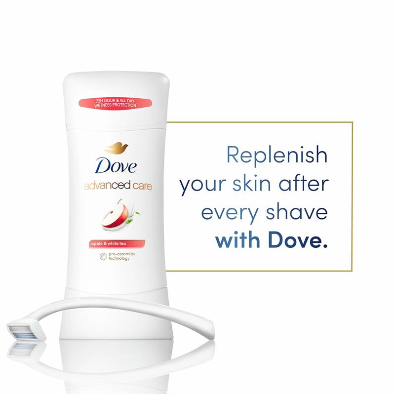 Dove Advanced Care Antiperspirant Deodorant Stick for Women, Apple & White Tea, for 48 Hour Protection And Soft And Comfortable Underarms, 2.6 oz