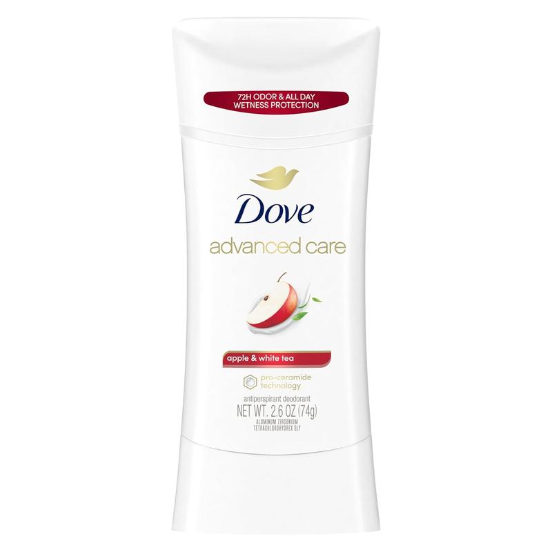 Dove Advanced Care Antiperspirant Deodorant Stick for Women, Apple & White Tea, for 48 Hour Protection And Soft And Comfortable Underarms, 2.6 oz