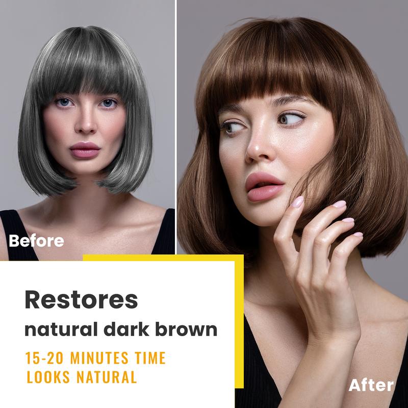 MEIDU Dark Brown Hair Dye Shampoo,3 in 1 Herbal Ingredients Hair Color Shampoo,Natural Haircoloring,Can cover gray hairs,Contains Ginseng Extract