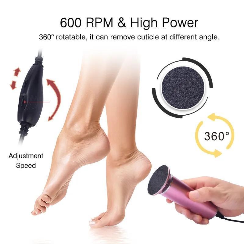 Summer Electric Foot File, Adjustable Rotatable Electronic Foot Dead Skin Remover, Callus Remover Tool for Home & Nail Salon, Pedicure Care Tool for Men Women, Dynamic Nail Supply