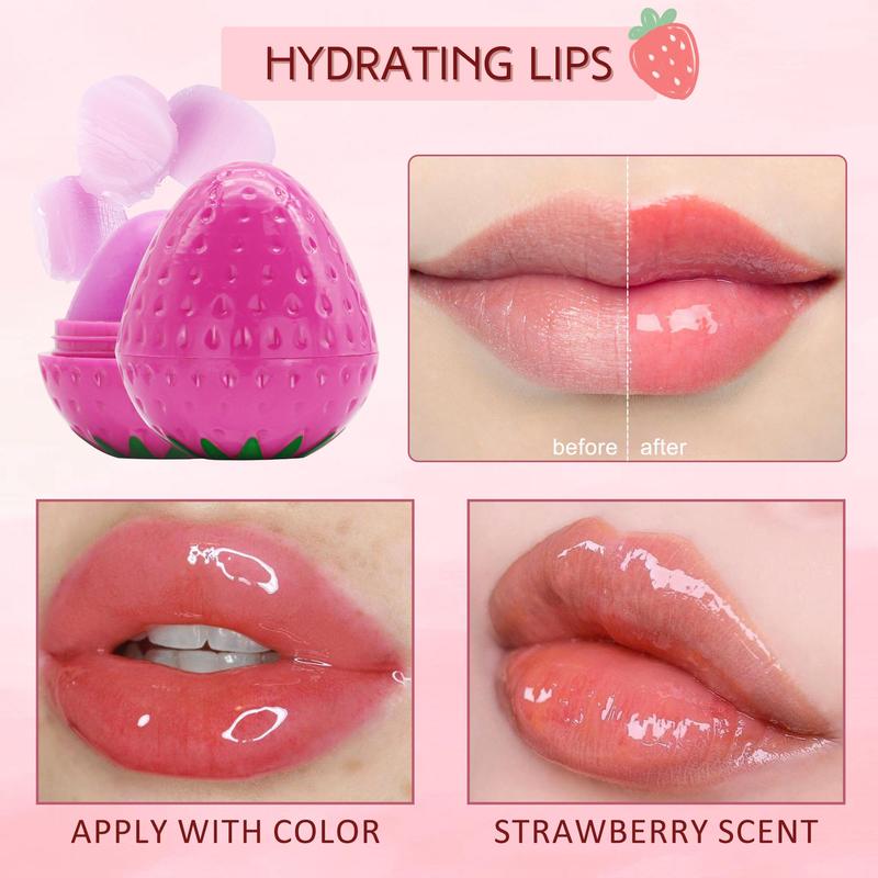 Strawberry Shaped Moisturizer Lip Balm, 1 5 Counts Comfort Hydrate Tinted Lip Mask, Long-lasting Hydrating Lip Stick, Moisturizing Lip Skincare Product, Christmas, Christmas Gift