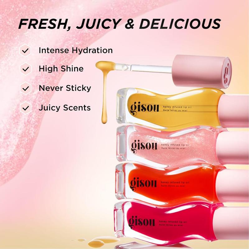 Gisou Honey Infused Lip Oil - Nourishing Moisturizer for Dry Lips, Watermelon Scent, 8ml - Skincare, Comfort