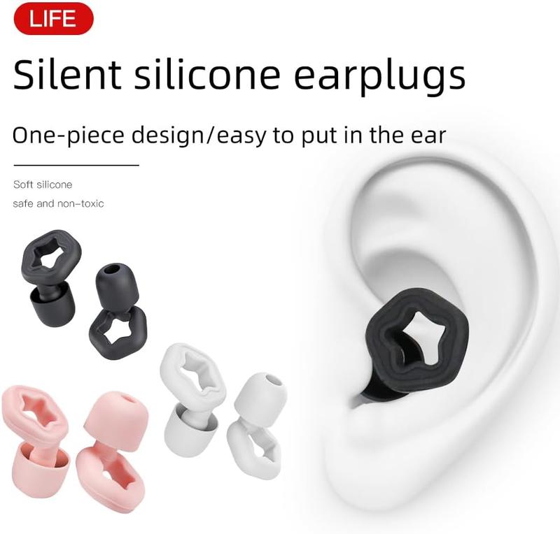 Ear Plugs for Noise Reduction,Integrated Design Silent earplugs-Super Soft,for Sleep, Focus, Travel, Work,Swim,Concert with S M L  Ear Tips 3 Sets -25-35dB (Black)