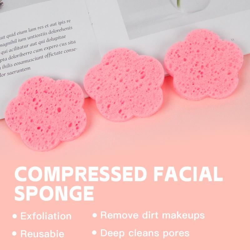 Cute Flower Shaped Facial Compressed Sponge, 20pcs set Floral Design Face Scrubber Facial Cleanser Sponge for Home & Travel Use